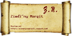 Zimány Margit névjegykártya